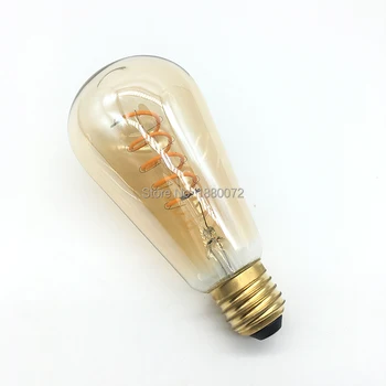 Měkké žárovky led žárovka ST64 4w amber zakřivené led žárovka