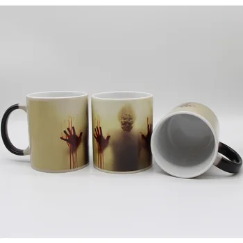 Nejnovější Design Zombie Barvu Měnící Hrnek na Kávu Teplo Choulostivé Kouzelná Tea cup Hrnky Walking Dead Krvavé ruce dárek