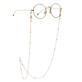 Nová Béžová Perla Zlaté Brýle Řetěz Náhrdelník, Sluneční Brýle Anti-Loss Brýle Šňůra Oko Na Krk