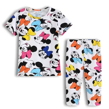 Nové Děti, Chlapec Dívka Šaty Dítě Princeznu Letní Pyžamo Krátký Rukáv Sady Karikatura Auta Mickey Minnie Mouse dětské oblečení na Spaní