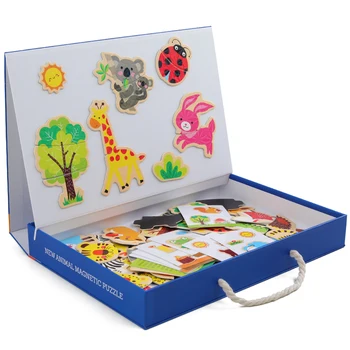 Nové Dětské Hračky Dřevěné Hračky Kreslených Zvířat Magnetické Puzzle Kreslení Hračky Palubě Brzy Vzdělávací Hračky Pro Děti, Dívka, Dárek
