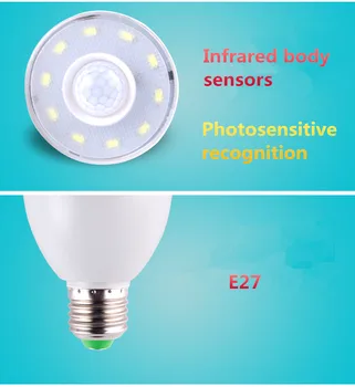 Nové Infračervené indukční 3W 5W E26 E27 teplá bílá/Bílá Světelné Tělo, Infračervené Čidlo PIR Snímač Pohybu, Detekce LED Lampa Žárovka