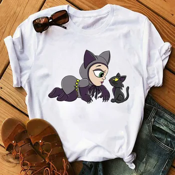 Nové Letní Ženy T Košile Topy Catwoman a Cat T-shirt Módní Cool Tričko Ženy Harajuku Tenký Oddíl Tees Oblečení Femme