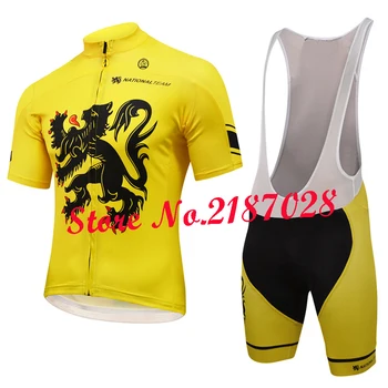 NOVÉ Pánské Belgie Flandry tým žlutý Cyklistický dres cyklistické oblečení Cyklistické oblečení maillot ropa ciclismo gel