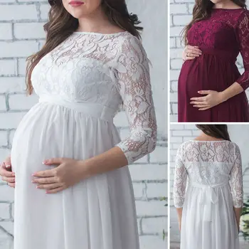 Nové Těhotná Matka Šaty Těhotenské Fotografie Rekvizity Těhotenství Ženy Oblečení, Krajkové Šaty Pro Těhotné Focení Oblečení