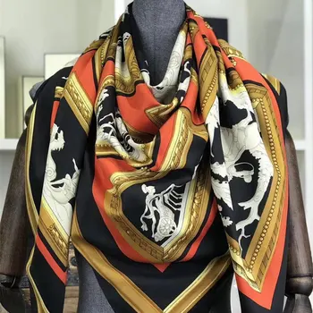 Nový Hedvábný Šátek Ženy Módní koně dekorace Vzor 130 Metrů Kepr Digitální Tisk Hedvábný Šátek, Čelenku, Šálu, Čelenku