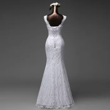 Nový styl krajka délka podlahy Svatební šaty Mořská panna bez rukávů vestido de noiva Nevěsta šaty svatební šaty