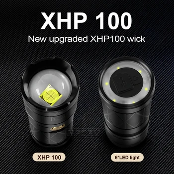 Nový Upgrade Knot Xhp100 Silné světlo XHP LED Taktická Svítilna Pochodeň Xhp90 Baterka Usb Dobíjecí Světlo Blesku 5 Režimů