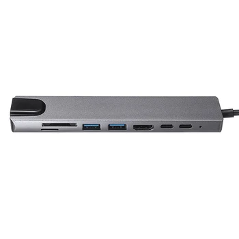 Nový USB Hub Adaptér SD/TF Karet 4K HDMI-kompatibilní pro MacBook USB-C Nabíjecí Port Konektor, Rychlé Připojení k Síti Kabel