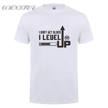 Omnitee nechápu, Starší jsem Level Up T Shirt Topy Bavlna O-neck Krátký Rukáv Vtipné Hry Gamer trička Tee OT-587