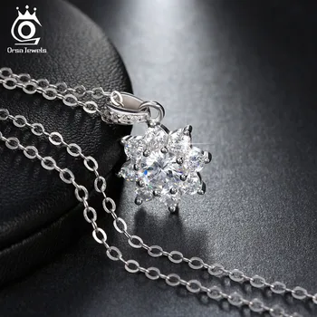ORSA ŠPERKY 925 Mincovní Stříbro Náhrdelník Pro Ženy Luxusní AAA Zirkony Tvar Hvězdy Romantický Přívěsek Náhrdelníky Ženy Šperky OSN44