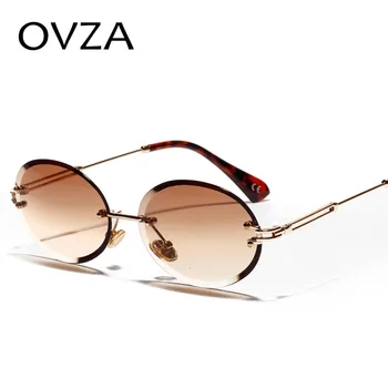 OVZA Vrtaných vyhřívaná Zrcátka sluneční Brýle, Ženy Diamond Cut Luxusní sluneční Brýle Dámy Značky Design Oválný Gradient Brýle Krásné S2081