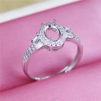 Oválný tvar nastavitelný prsten base silver 925 diy drahokam šperky zjištění nastavení 5*7 6*8 ženy módní