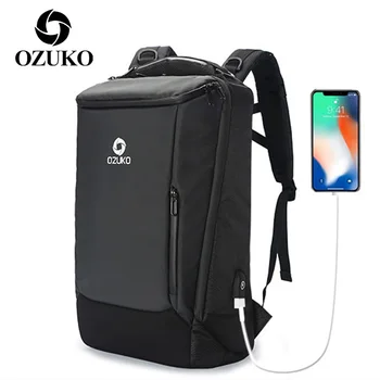 OZUKO Muži Cestovní Batoh, Vejde 17 Palcový Notebook Batohy USB Nabíjecí Bag Pack Pánské Batohy Venkovní Vodotěsná Taška Mochila Mužský
