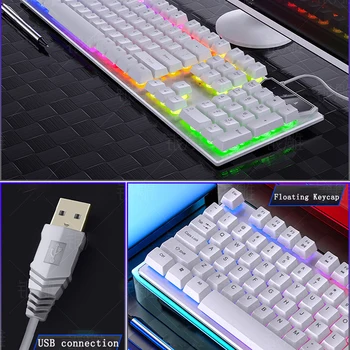 Pevné Gamer Klávesnice USB Připojení Mechanické cítit Klávesnice Smíšené Swich Podsvícení Herní Klávesnice 104 Keycaps pro notebook PC