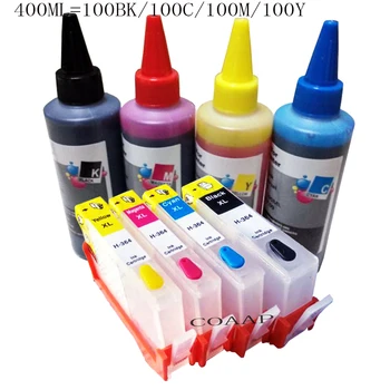 Plnitelné Inkoustové kazety hp364 + 400ml Dye inkousty pro HP Photosmart 5510 5515 5520 5524 Tiskárny