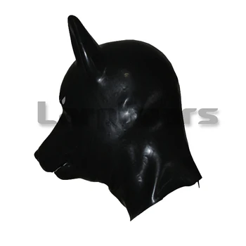 Plíseň Latex Vlk Hood fetish unisex aninal maska s zadní zip zvířat slave hood