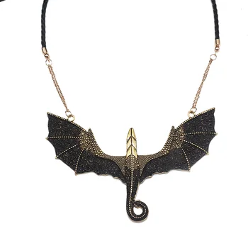 Punk Retro Gothic Šperky Starožitné Černé Zlato Dragon Přívěsek Náhrdelník Vintage Pterosaur Charm Náhrdelník Ženy, Muže, Dárek Drop Loď