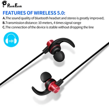 PunnkFunnk Bluetooth Sluchátka Magnetické Krku Bass Stereo Bezdrátová sluchátka Bluetooth 5.0 sluchátka auriculares fone de ouvido