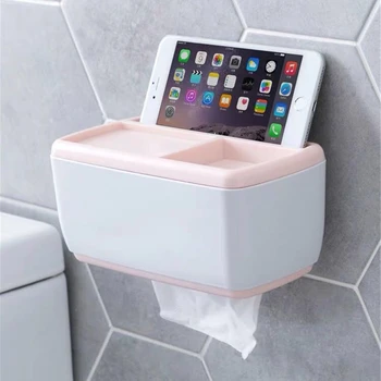 Punč zdarma Plastové Tkáně Box Koupelna Toaleta Roll Papír, Krabice, Mobilní telefon Nosič Domů Skladování Nástrojů