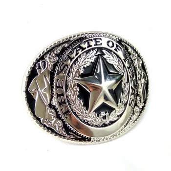 Pánská móda pás Západní kovbojský opasek S State of Texas flag logo Velké spony kovové Černé Pu kožené pásy pro džíny