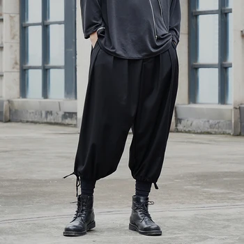 Pánské devět minut kalhoty Jaro/léto nové Yamamoto módní trend volné muži lucerna tvar kalhoty ležérní kalhoty malé nohy kalhoty