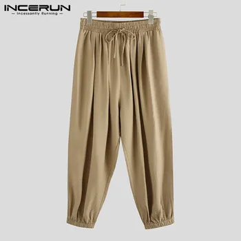 Pánské Retro Pantalones Hombre Streetwear Jednobarevné Kalhoty Vintage Šňůrky Běžci Módní Pánské Volné Harem Kalhoty Plus Velikost 7