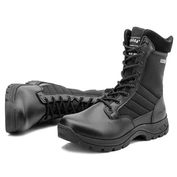 Pánské sportovní boty, camping pěší turistika boty vojenské bojové taktické boty non-slip nosit na jaře / podzim, boční zip 928