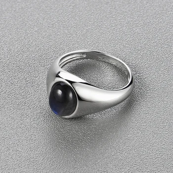 Přírodní Labradorit drahokam prsteny stříbro 925 jednoduchý design šperky pro ženy a dívky, výročí nebo denní nošení