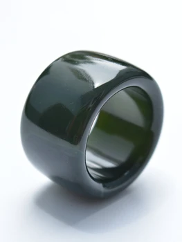 Přírodní černý achát prsten pro muže ženy s texturou, ručně vyráběné značky jadeite jade kroužky jade šperky z přírodního kamene jade
