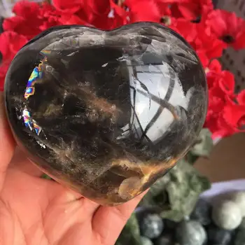 Přírodní černý kámen srdce léčivé dekorativní hrát kámen