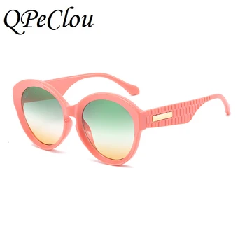 QPeClou Nové Nadrozměrné Kulaté Sluneční Brýle, Ženy Značky Značkové Plastové Sluneční Brýle, Ženy Módní Vintage Gradient Gafas Oculos Sol