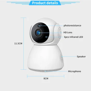 QZT Video Kamera WIFI, Noční Vidění Domácí Bezpečnostní Kamery 360° Infračervené Baby Monitor Bezdrátové připojení IP Kamera WIFI V380 Pro