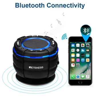 Retekess TR622 Bluetooth Reproduktor IPX67 Vodotěsné Bezdrátové Sprcha Reproduktor Auto Přenosný Reproduktor S FM Rádio přísavkou