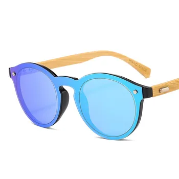 Retro Kulaté Bambusové Brýle Muži Ženy Značky Značkové Sportovní Brýle Dřevo Modré Zrcadlové Sluneční Brýle Odstíny luneta oculos 5454
