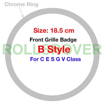 ROLLSROVER 18,5 cm Chrom B Style Přední Nárazník Mřížka Grill Znak Odznak Pro c W204 W205 W213 VITO C E S G V-Class Logo