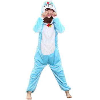 Roztomilý Doraemon unisex dospělé flanelové zvířat Pyžamo cosplay Onesies Pijama Pyžamo dámské Sady oblečení na spaní Župan