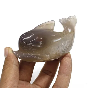 Ručně vyřezávané přírodní achát kámen crystal roztomilý delfín ornament na prodej