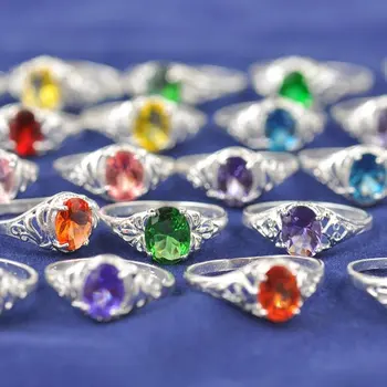 Rychlé dodávky 100cs bez dárkový box smíšené barvy, velikosti 925 Sterling Silver módní šperky prsten prsteny, 925 šperky