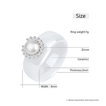 S925 Sterling Stříbrné Prsteny pro Ženy, Skutečný Perlový Prsten Drahokam Keramické Romantický Dárek Zásnubní Šperky