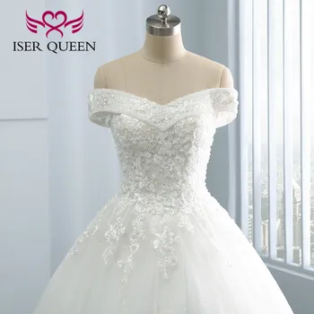 Salvy Lištování Krajka Výšivka Svatební Šaty, plesové Šaty Čepice Rukáv Plus Velikost Bílé Vestidos De Novia 2020 Svatební Šaty WX0109