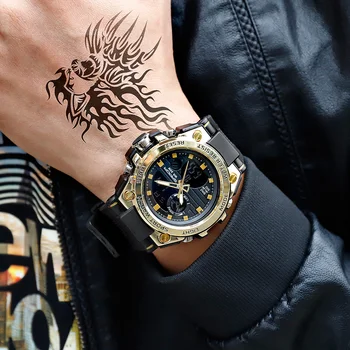SANDA Náramkové Hodinky Muži Top Značky Luxusní Náramkové hodinky Slavné Duální Displej Mužské Hodinky Pro Muže Hodiny Vodotěsné Relogio Masculino