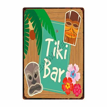 Shabby Chic Tiki Bar Florida Beach Kovové Známky Vintage Letní Tábor Kalifornie Surfování Paradise Wall Art Samolepky Home Decor WY92