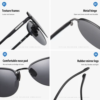 SIMPRECT 2020 TR90 Polarizované sluneční Brýle Muži UV400 Vysoce Kvalitní Anti-oslnění, Sluneční Brýle Pro Muže Módní Kulaté sluneční Brýle bez Obrouček