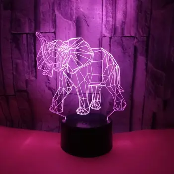 Slon Barevné 3d Malé Noční Lampa Barevné Dotykové Dálkové 3d Svítidla Vánoční dárek pro dětský pokoj světla