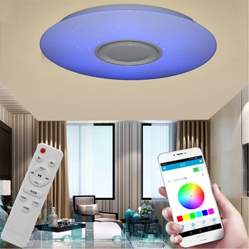 Smart LED APLIKACE + Dálkové Ovládání Bluetooth Reproduktor s RGB Stmívatelné Stropní Světlo Panel Lampa Loundspeaker Přehrávač Pro Děti Ložnice