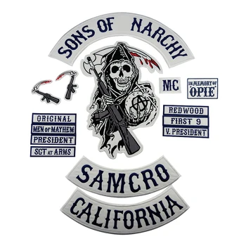 Sons of Anarchy Patch SOA Motocykl Biker Patch Vyšívaný Odznak na oblečení Bundu Zpět Velké Velikosti Punk a Rock Znak Žehlička Na