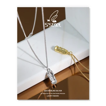 S'STEEL Geometrickými Přívěsky Náhrdelník Pro Ženy 925 Sterling Silver korejské Řetěz Zlatý Minimalistické Náhrdelníky Límec Jemné Šperky