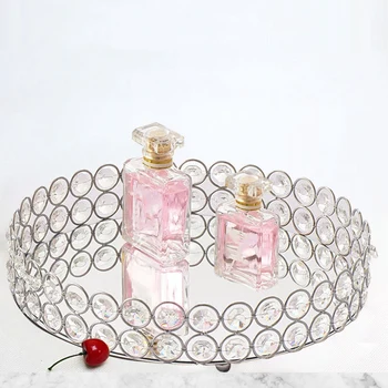 Stříbrné Kulaté Zrcadlo Dekorativní Kosmetiky Úložný Box Zásobník Svatbu Domácí Dekorace Na Oblečení