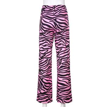 SUCHCUTE Zebra Kalhoty Pro Ženy Stripe Rovné Kalhoty Y2k Estetické Streetwear Kalhoty Vysoký Pas E Dívka, Ženské Běžců 90. let, Oblečení